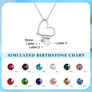 Customized Letter Heart Birthstone Necklace