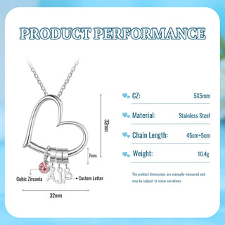 Customized Letter Heart Birthstone Necklace