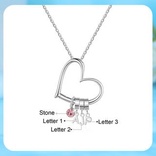 Customized Letter Heart Birthstone Necklace