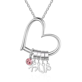 Customized Letter Heart Birthstone Necklace