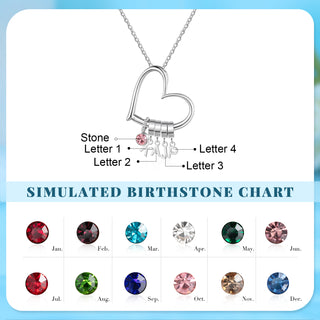 Customized Letter Heart Birthstone Necklace