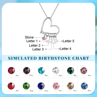 Customized Letter Heart Birthstone Necklace