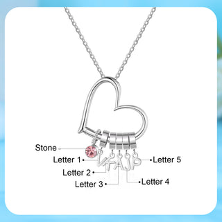 Customized Letter Heart Birthstone Necklace