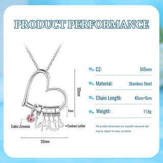 Customized Letter Heart Birthstone Necklace