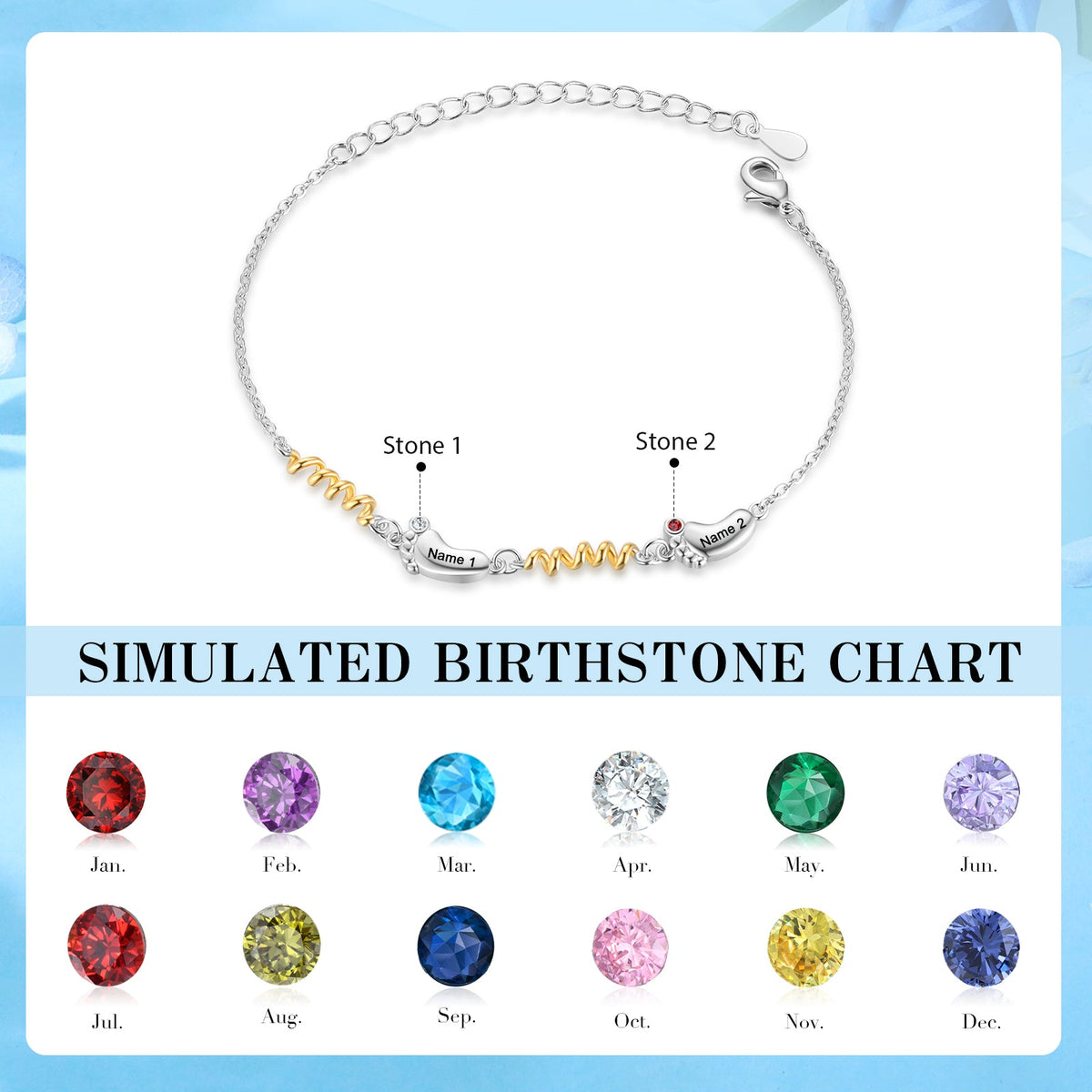 Custom Birthstone Foot Bracelet
