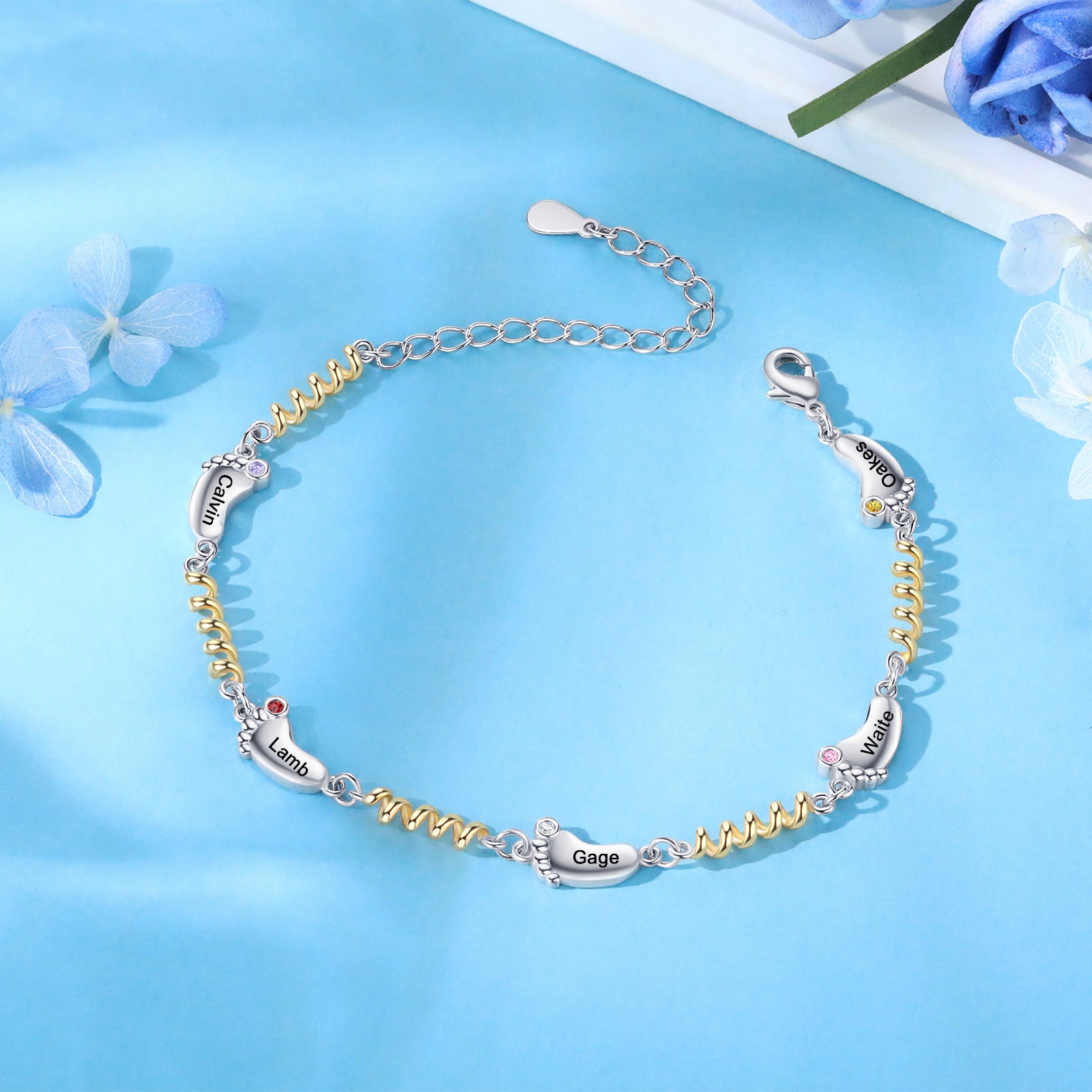 Custom Birthstone Foot Bracelet
