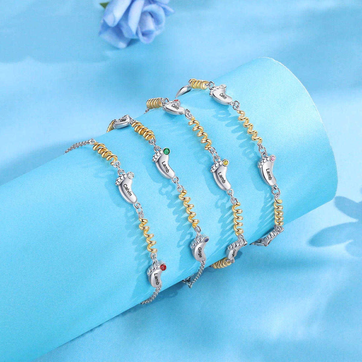 Custom Birthstone Foot Bracelet