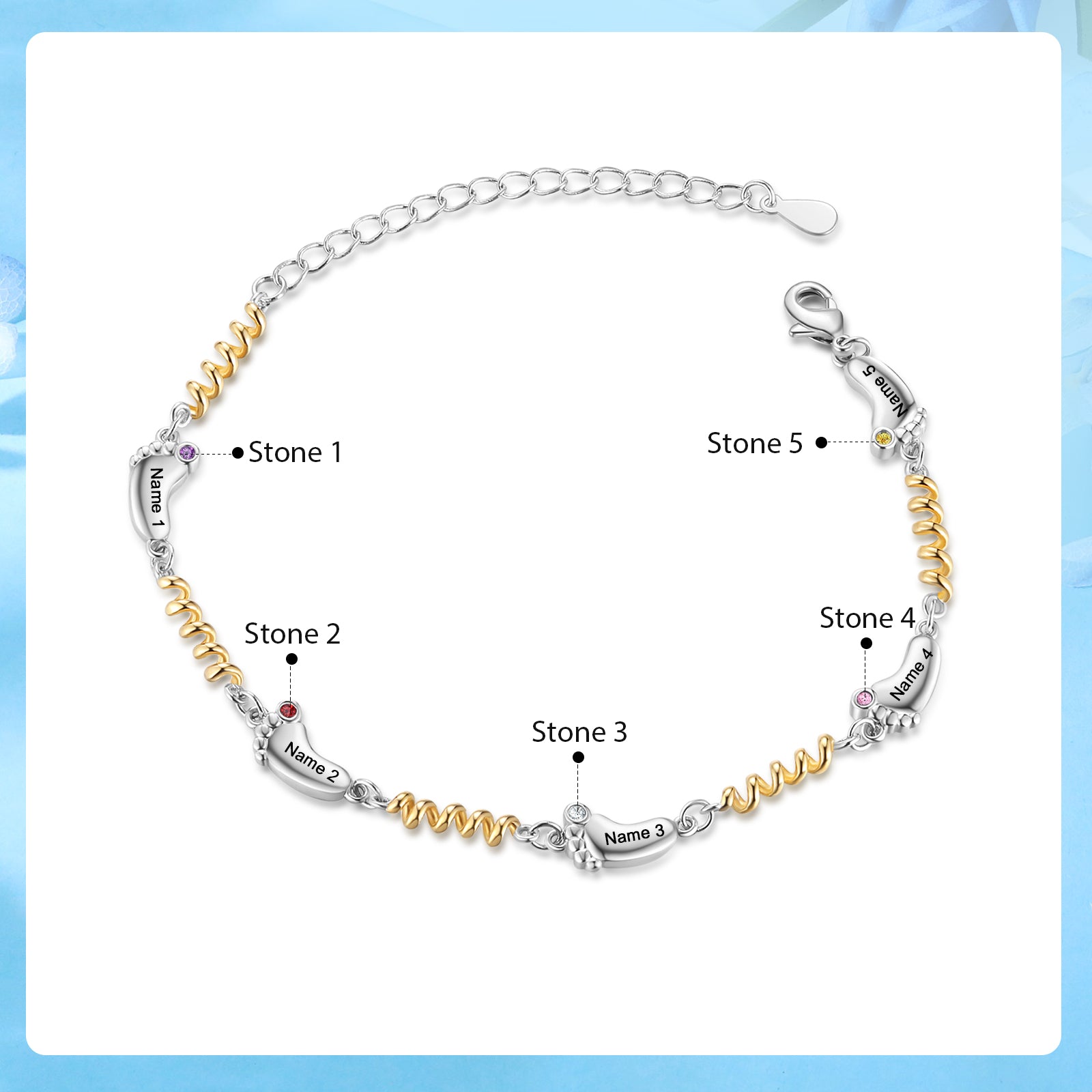 Custom Birthstone Foot Bracelet