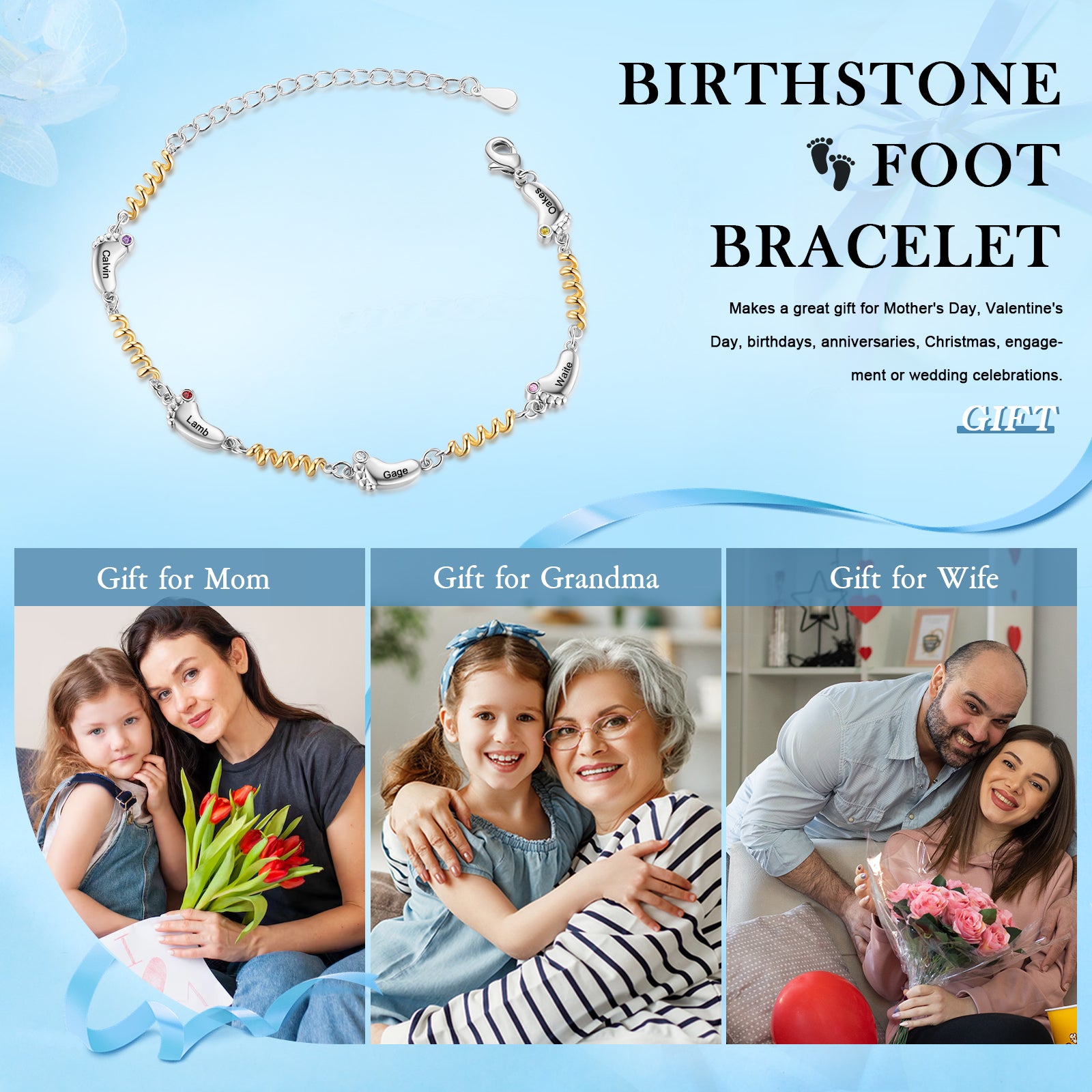 Custom Birthstone Foot Bracelet