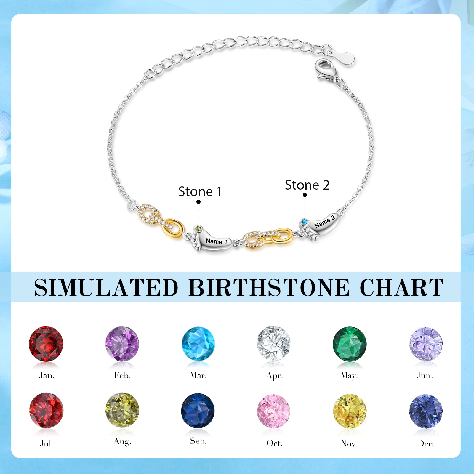 Custom Birthstone Foot Bracelet