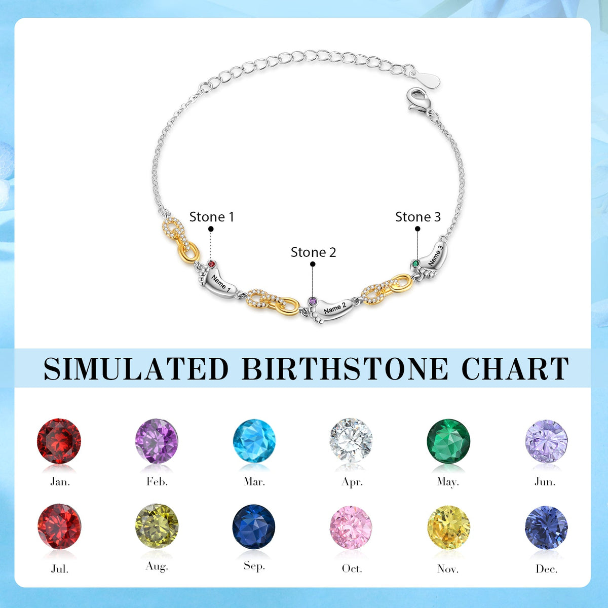 Custom Birthstone Foot Bracelet