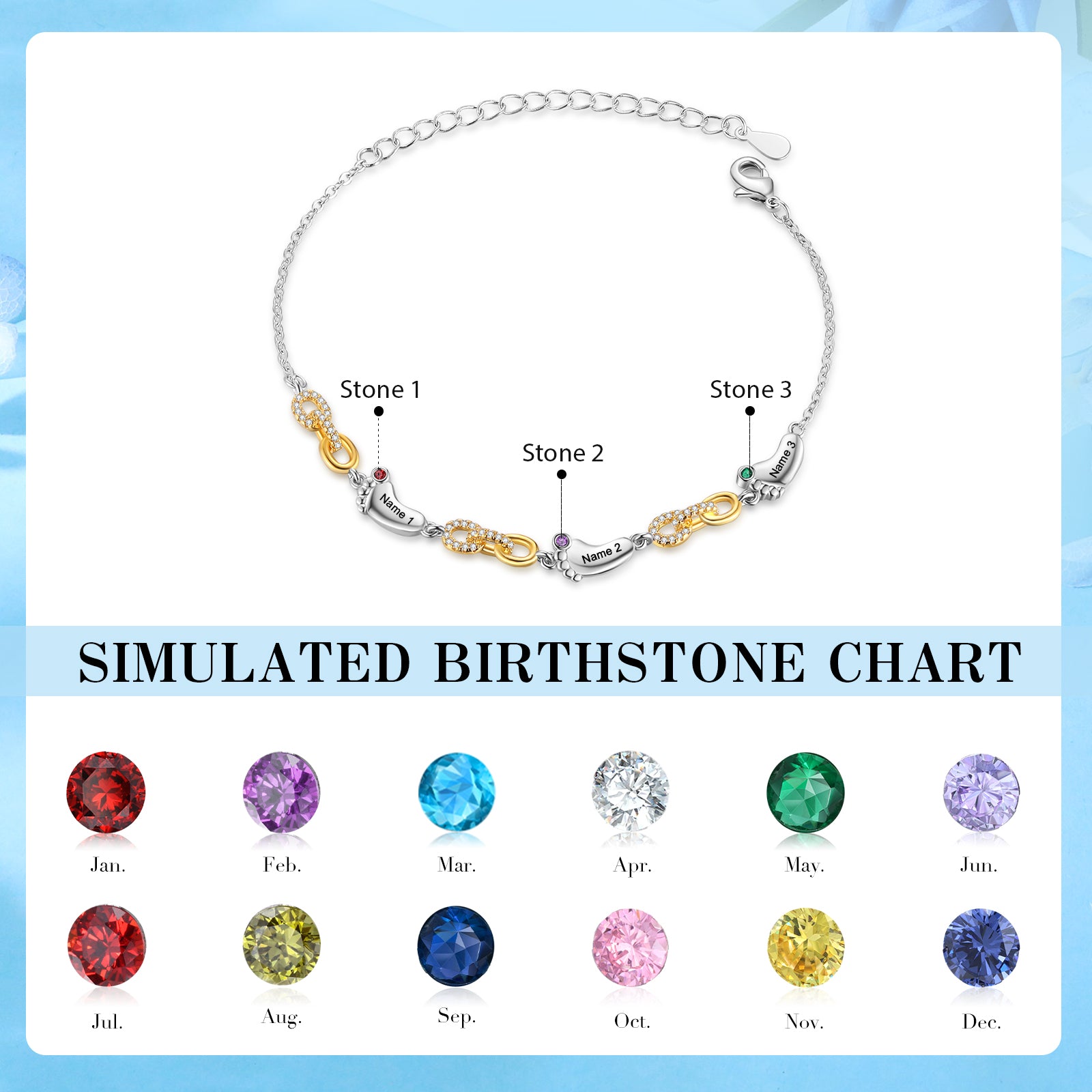 Custom Birthstone Foot Bracelet