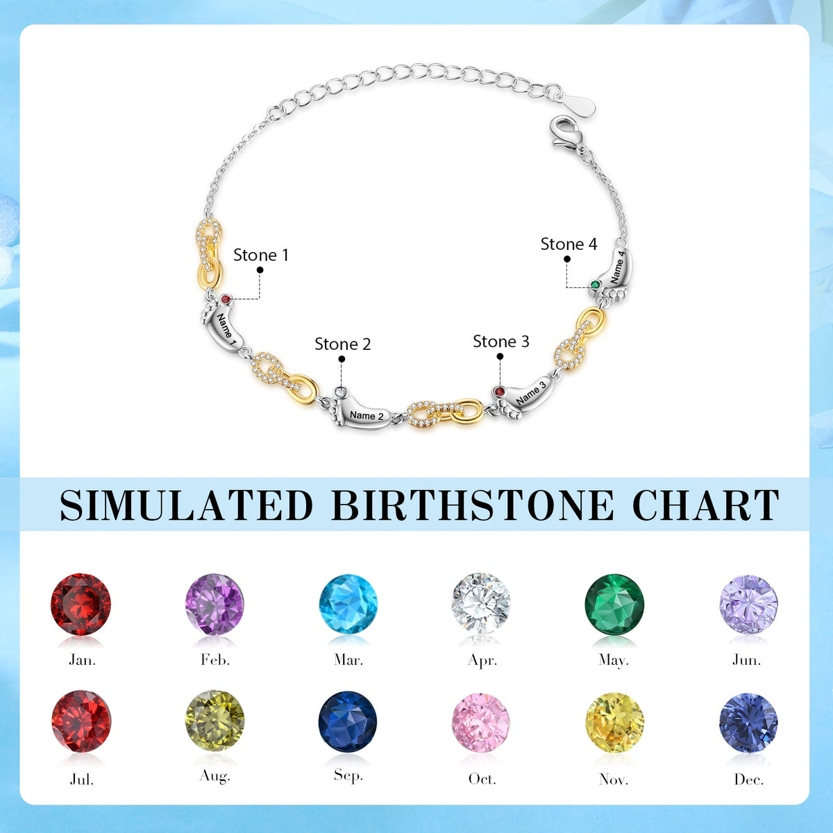Custom Birthstone Foot Bracelet