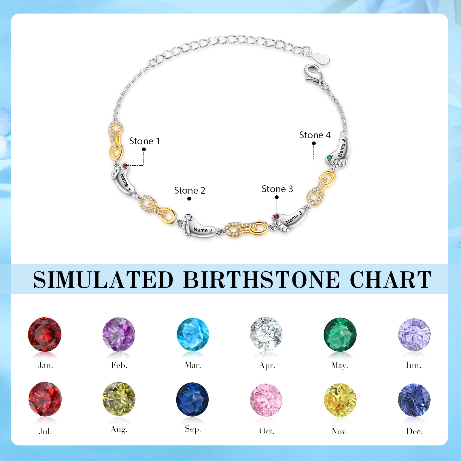 Custom Birthstone Foot Bracelet