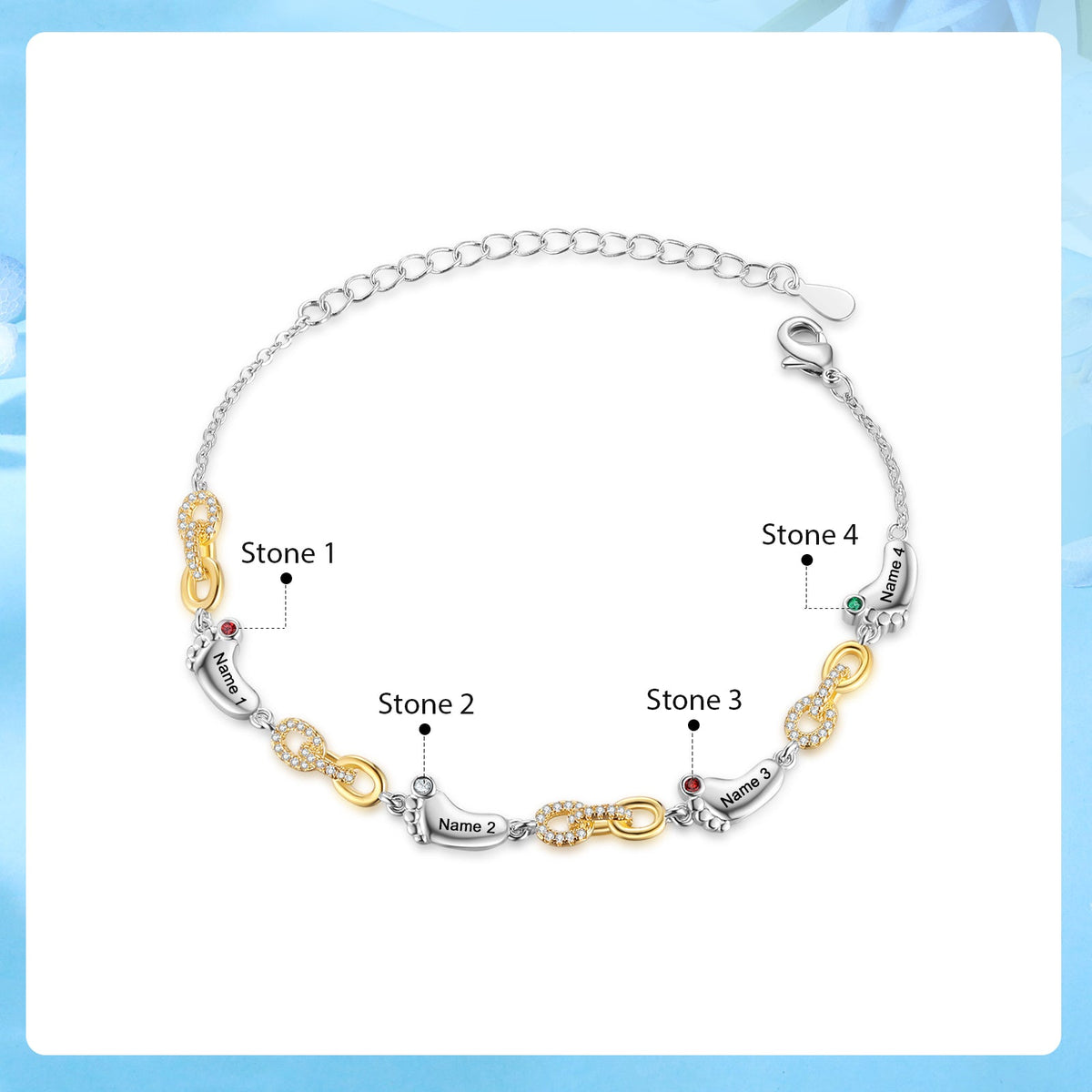 Custom Birthstone Foot Bracelet