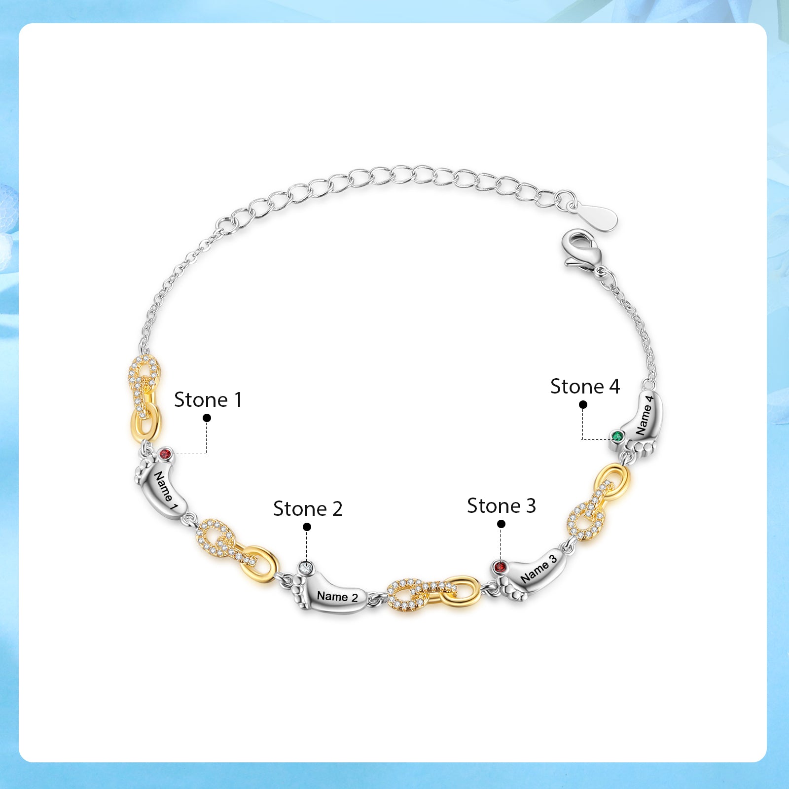 Custom Birthstone Foot Bracelet
