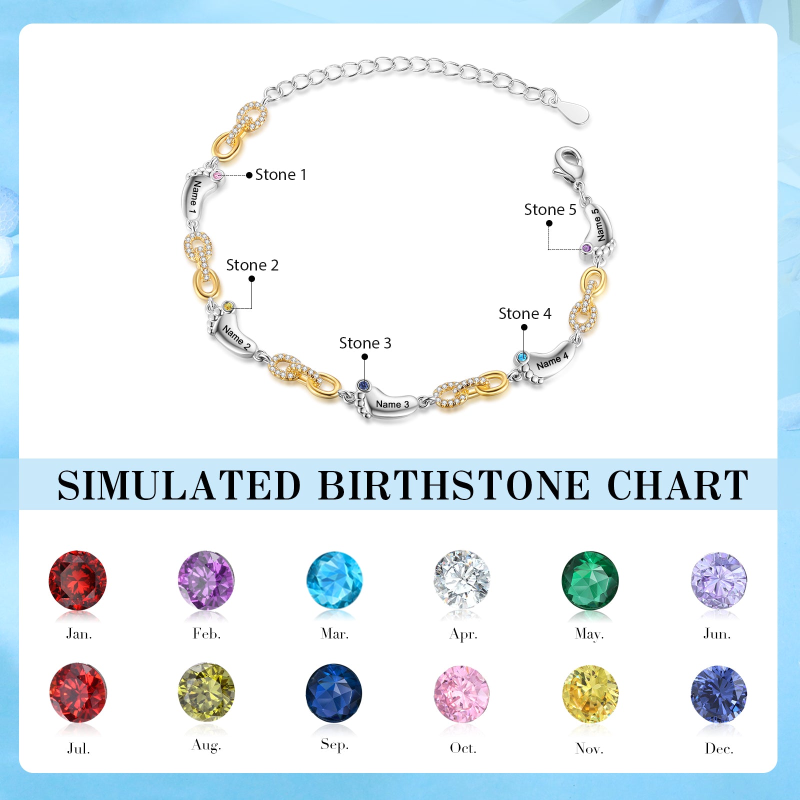 Custom Birthstone Foot Bracelet