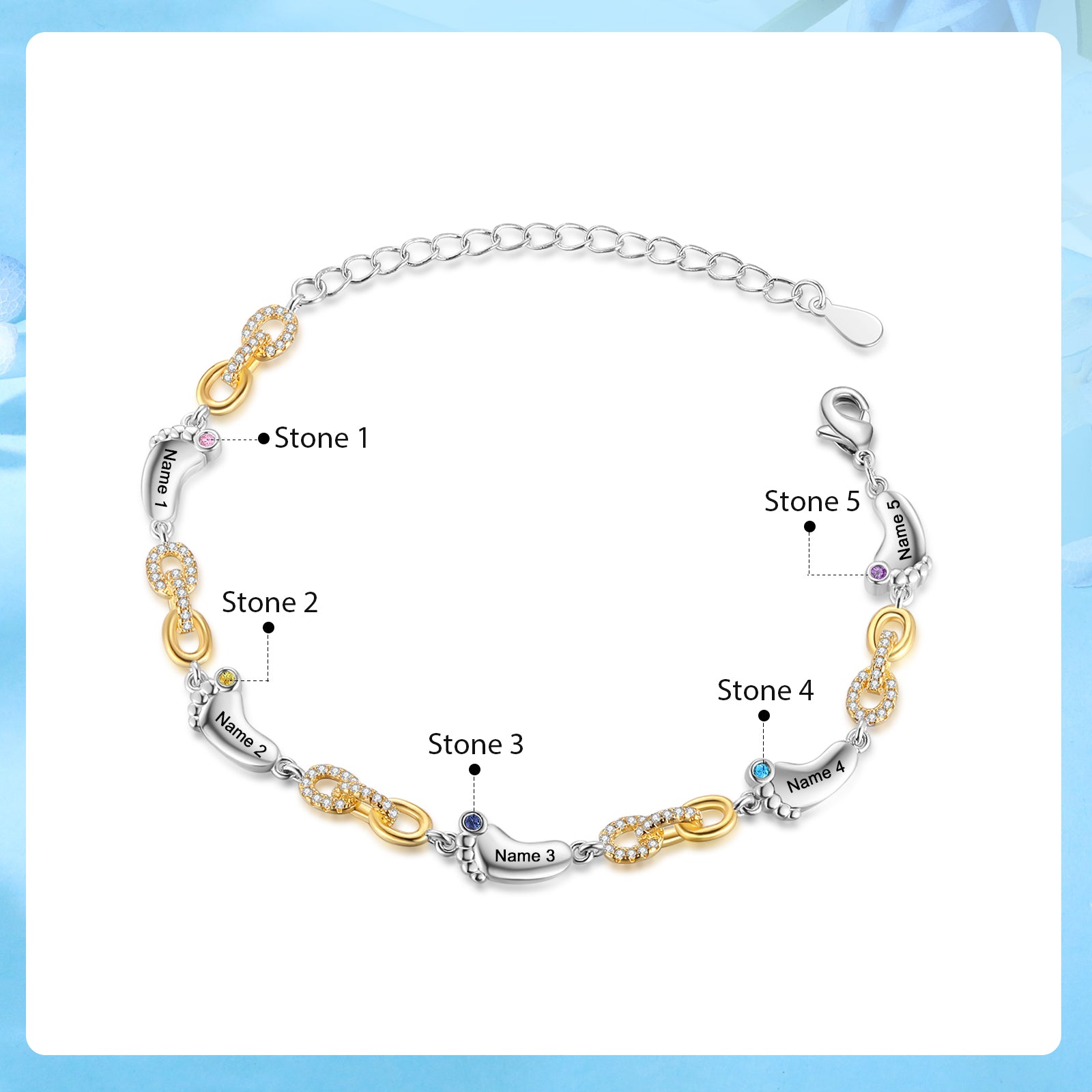Custom Birthstone Foot Bracelet