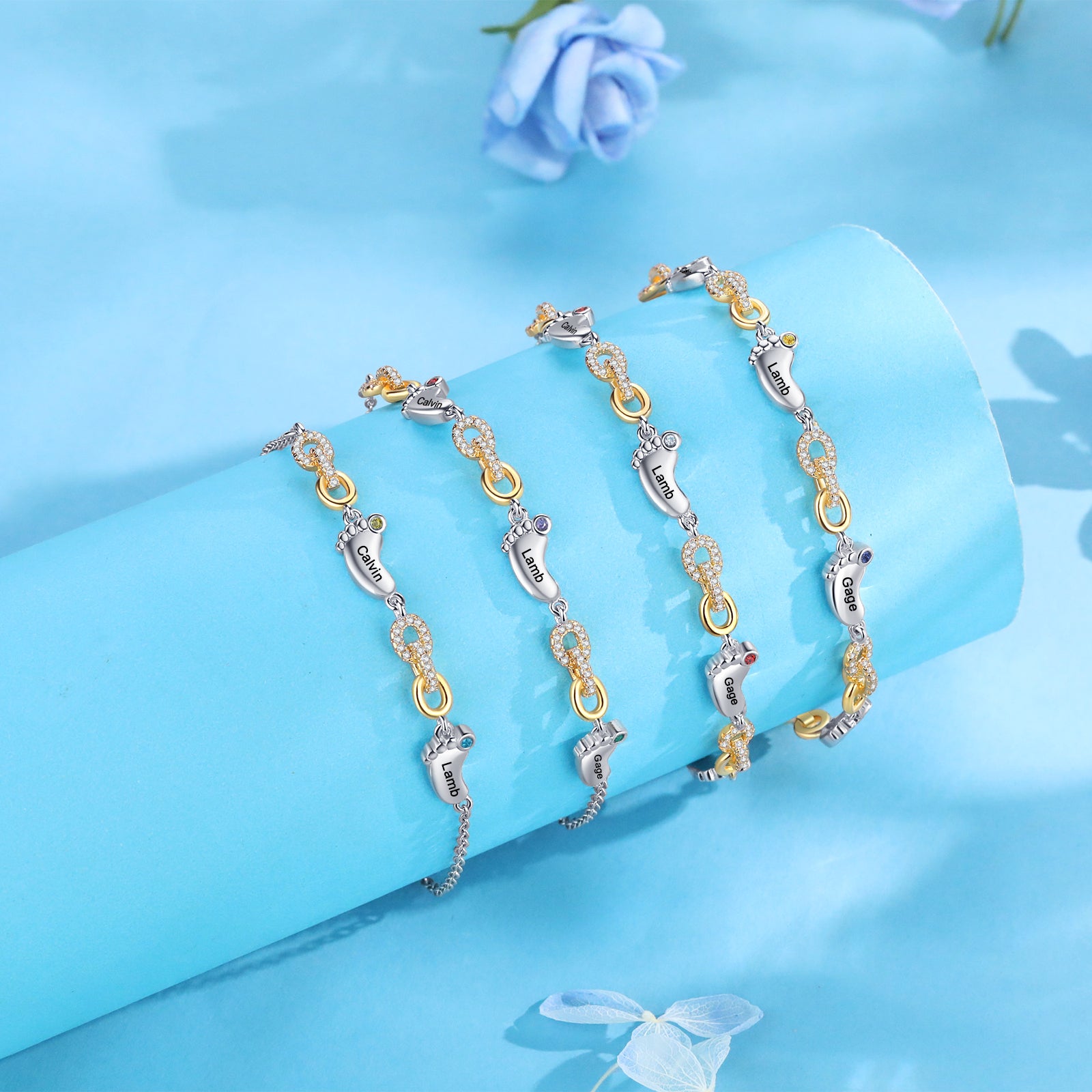 Custom Birthstone Foot Bracelet