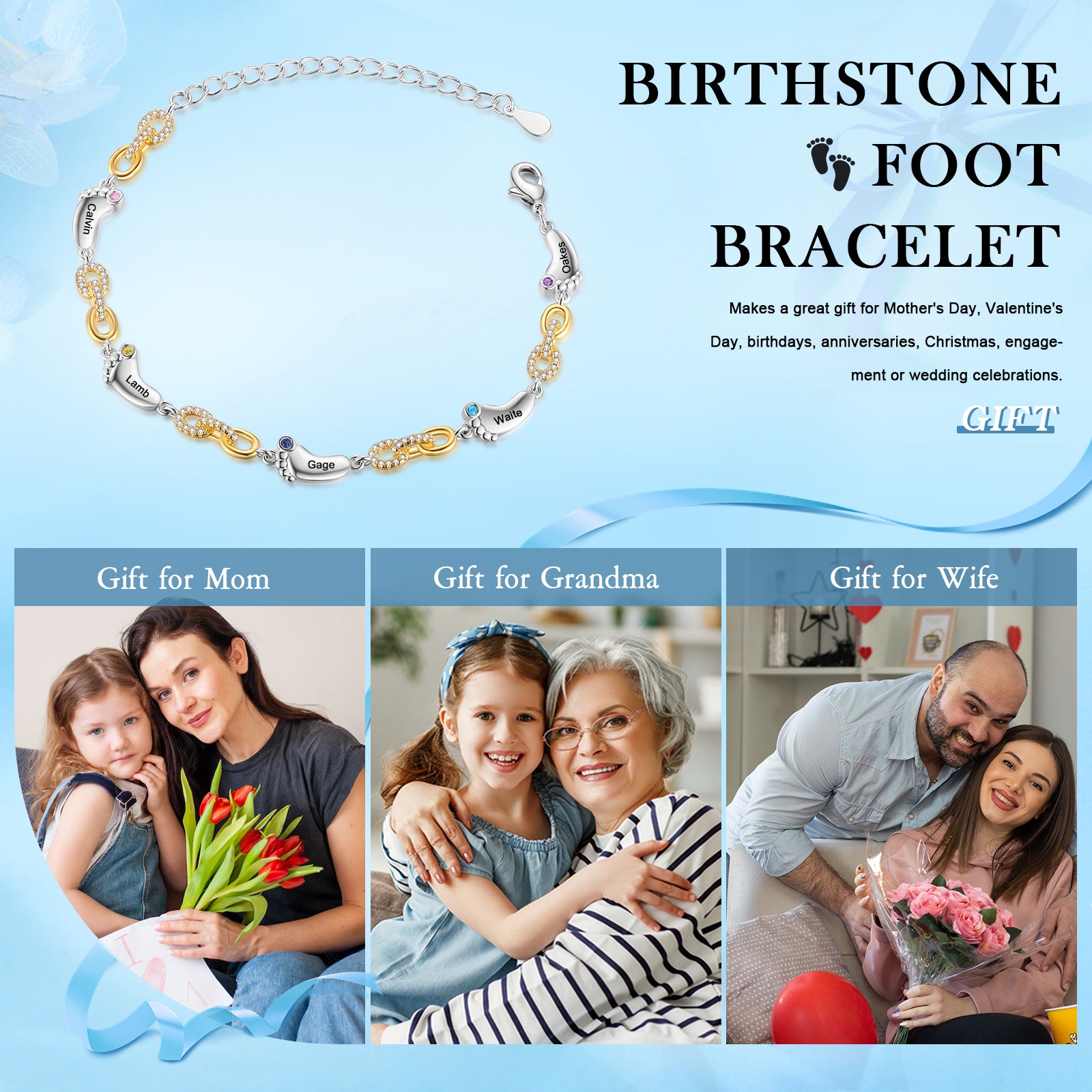 Custom Birthstone Foot Bracelet