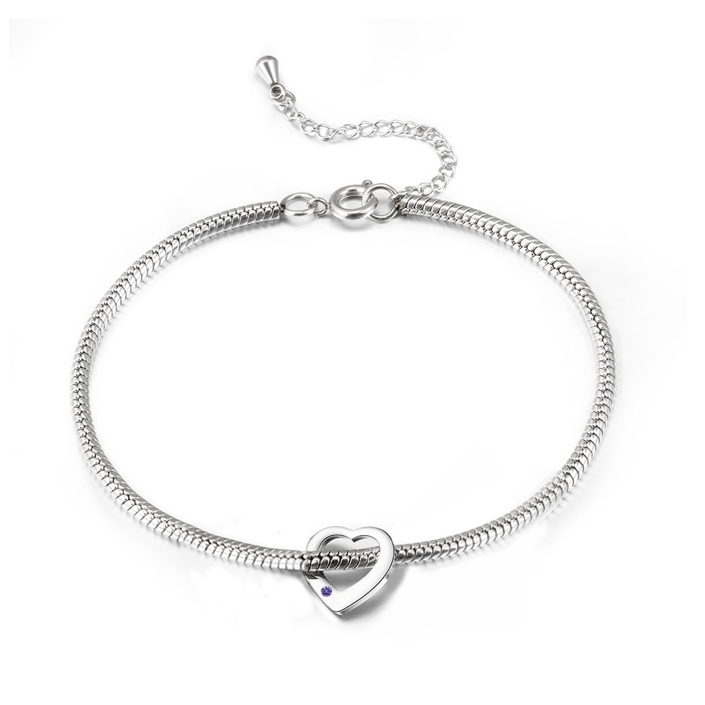 Personalized Birthstone Engraved Name Anklet
