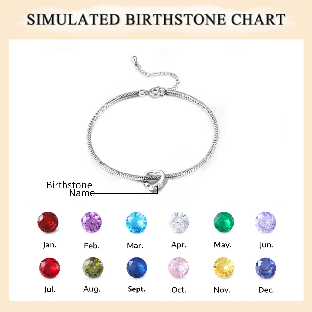 Personalized Birthstone Engraved Name Anklet