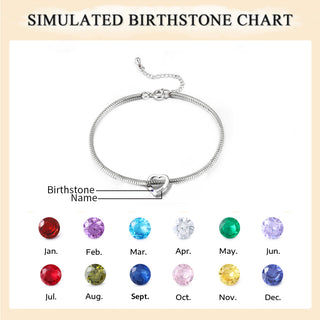 Personalized Birthstone Engraved Name Anklet