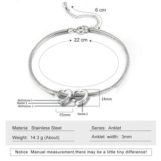Personalized Birthstone Engraved Name Anklet