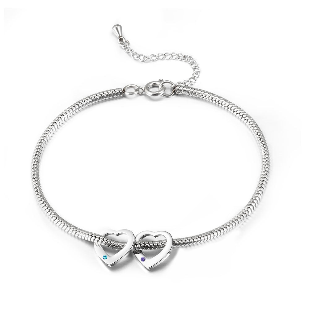 Personalized Birthstone Engraved Name Anklet
