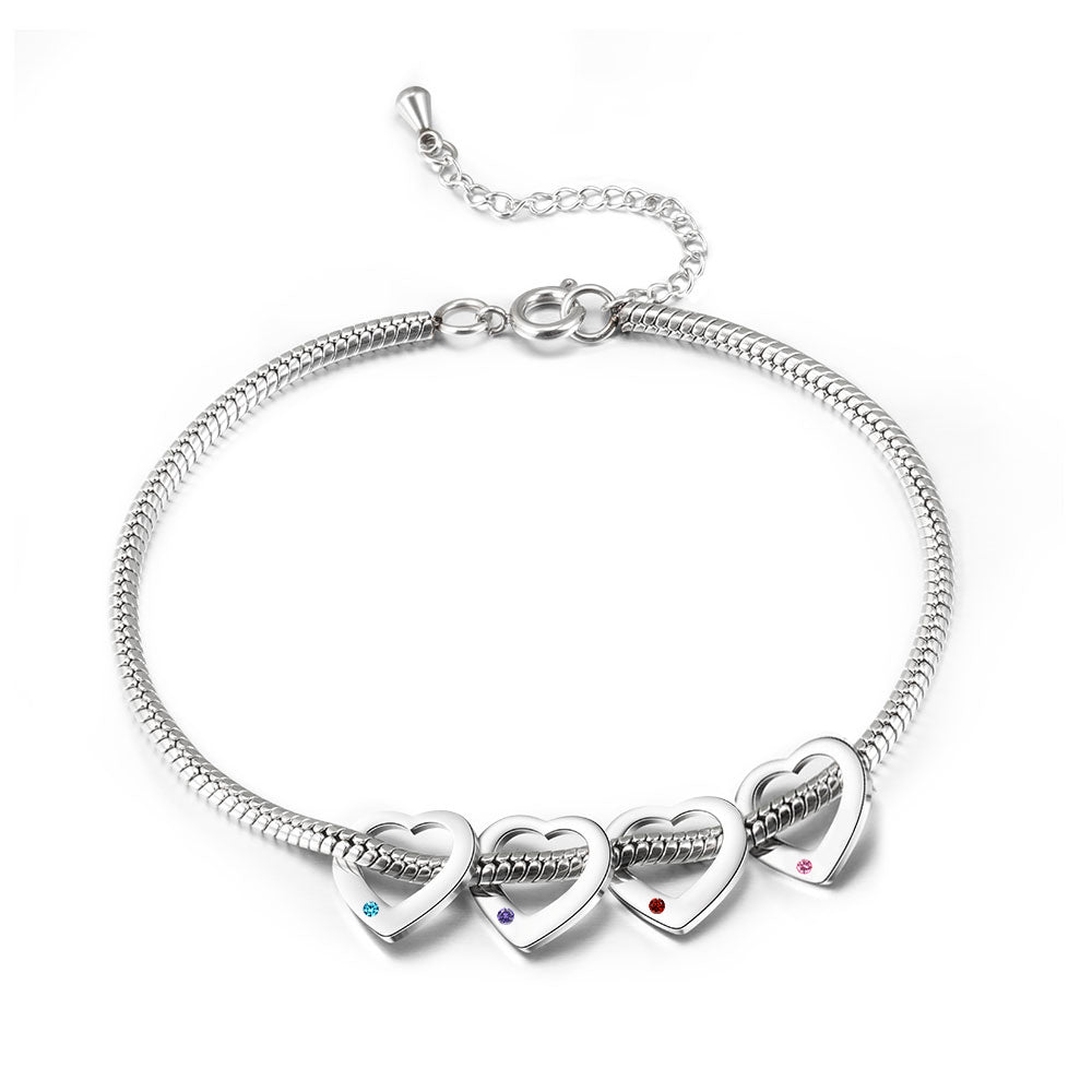 Personalized Birthstone Engraved Name Anklet