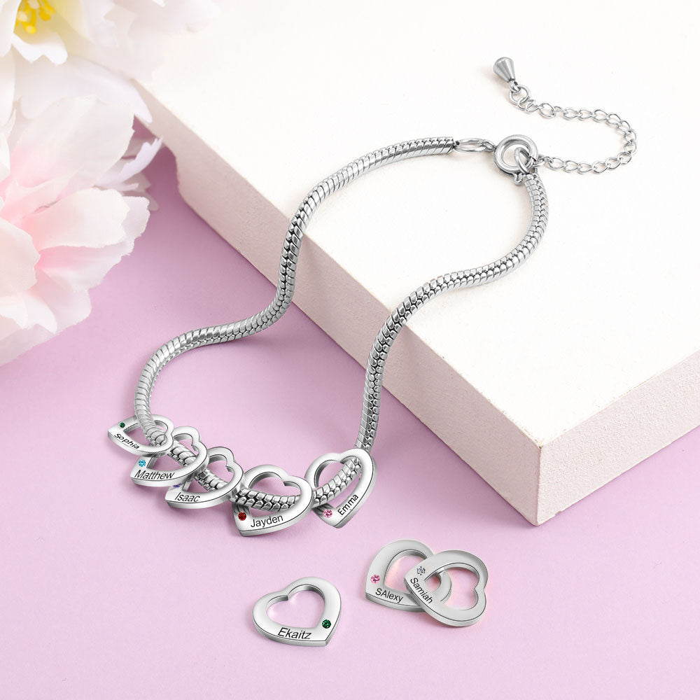 Personalized Birthstone Engraved Name Anklet
