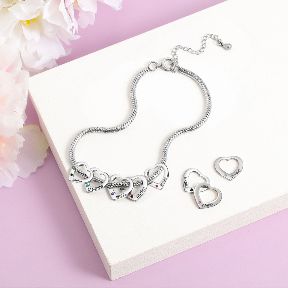 Personalized Birthstone Engraved Name Anklet
