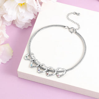 Personalized Birthstone Engraved Name Anklet