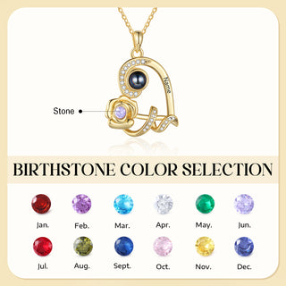 Custom Photo Projection Birthstone Necklace