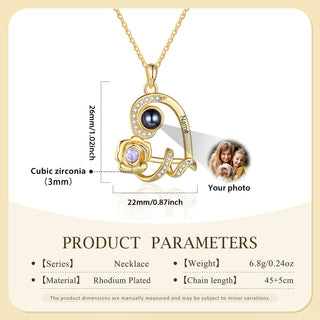 Custom Photo Projection Birthstone Necklace