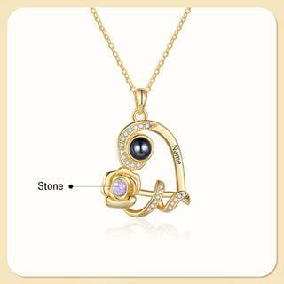 Custom Photo Projection Birthstone Necklace