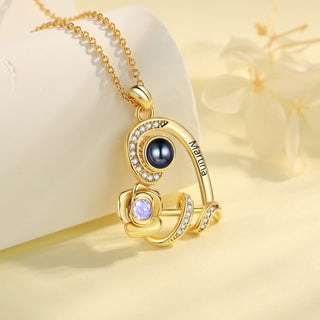 Custom Photo Projection Birthstone Necklace