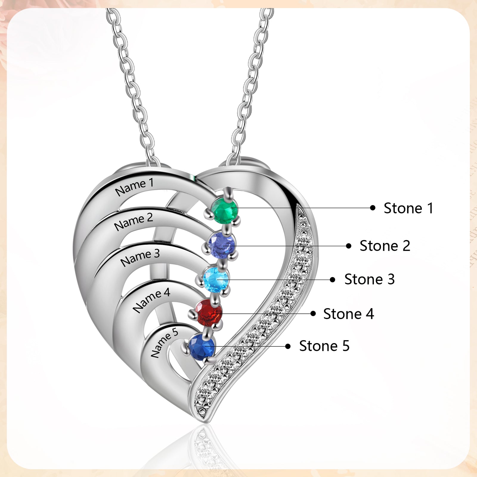 Birthstone Personalized Sterling Silver Necklace