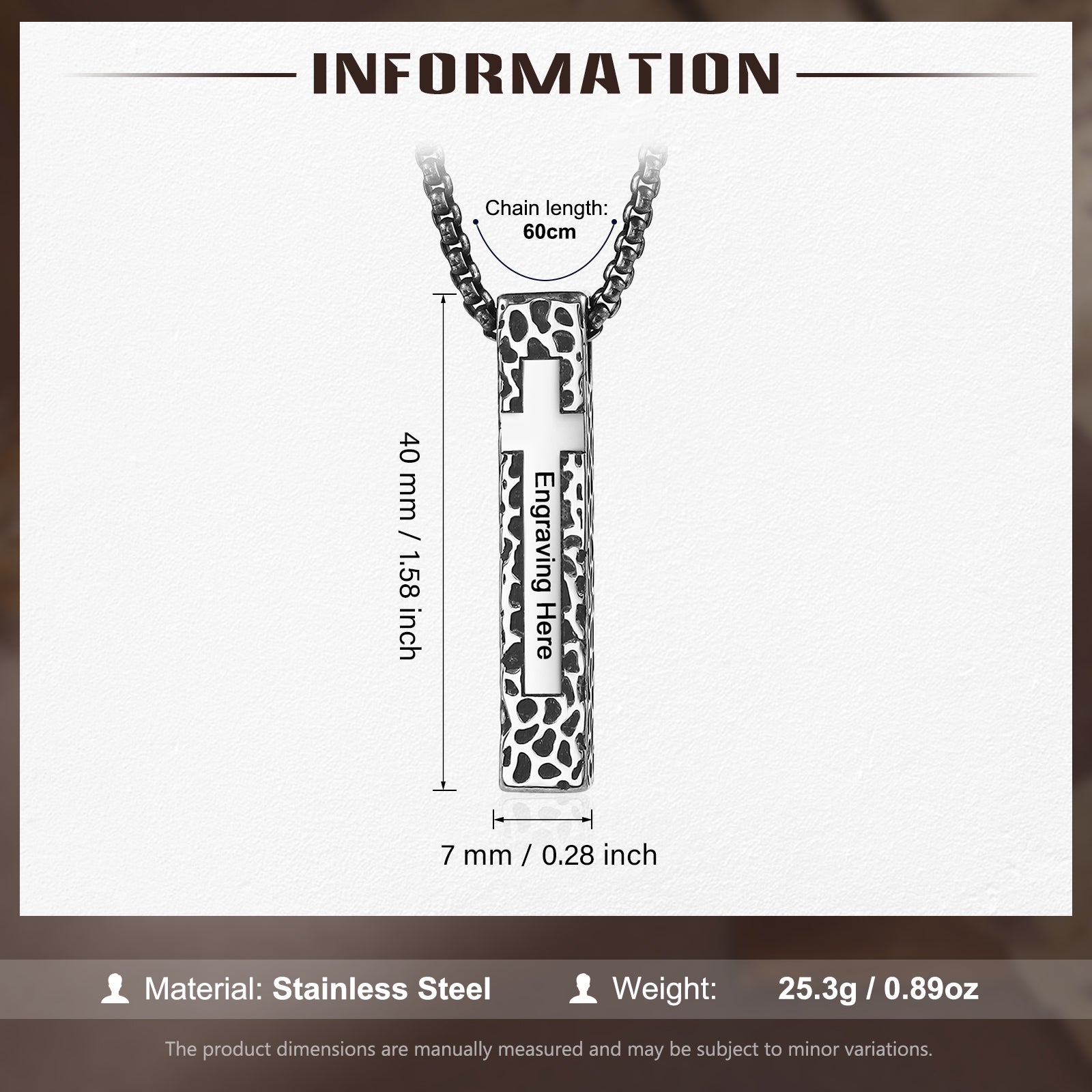 Men Vertical Bar Necklace
