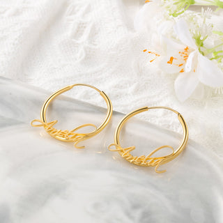 Personalized Rhodium Plated Name Earrings