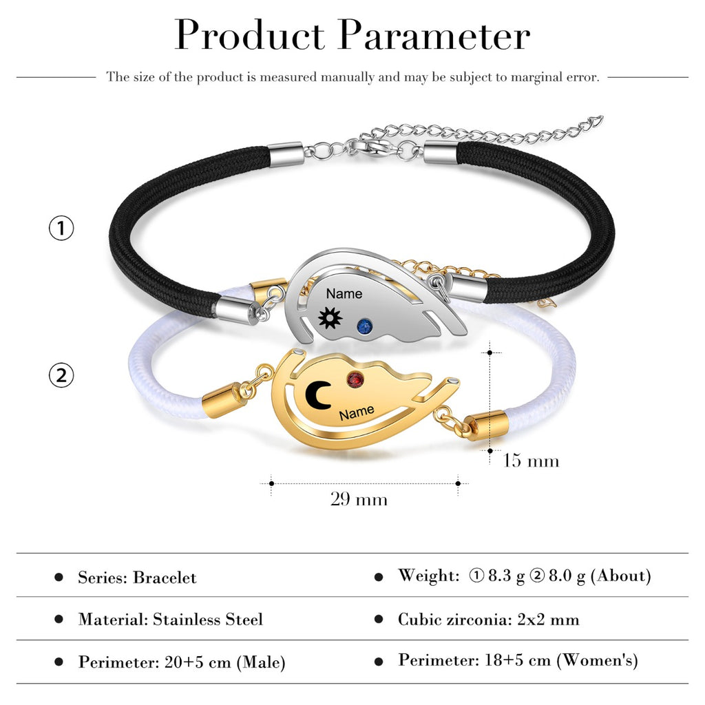 Personalized Heart Shape Couple Bracelet