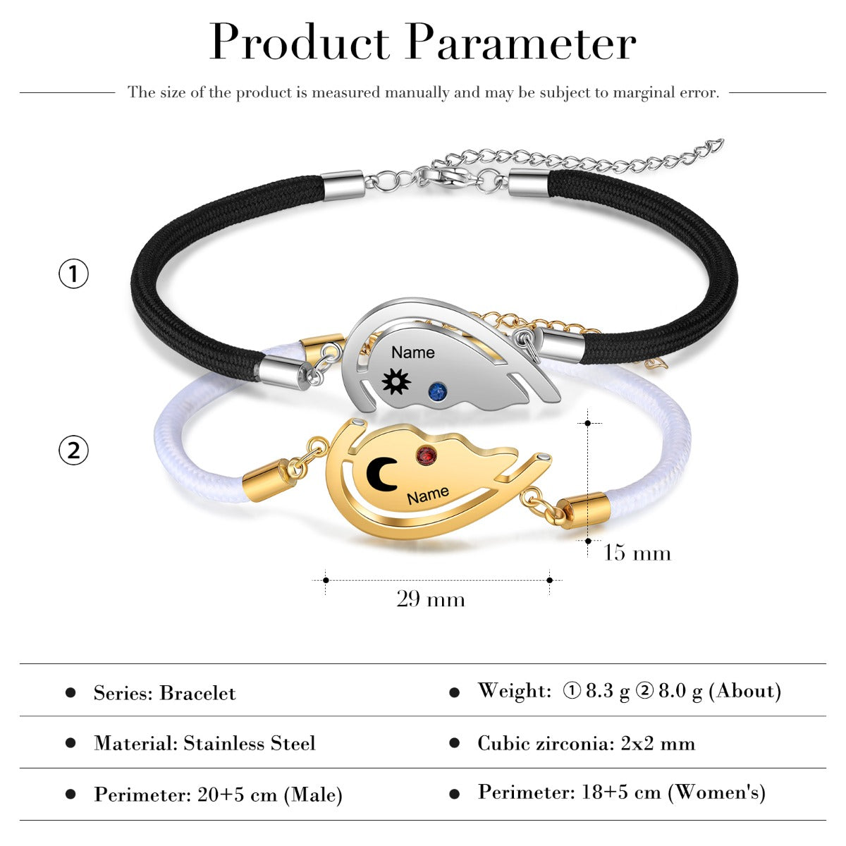 Personalized Heart Shape Couple Bracelet