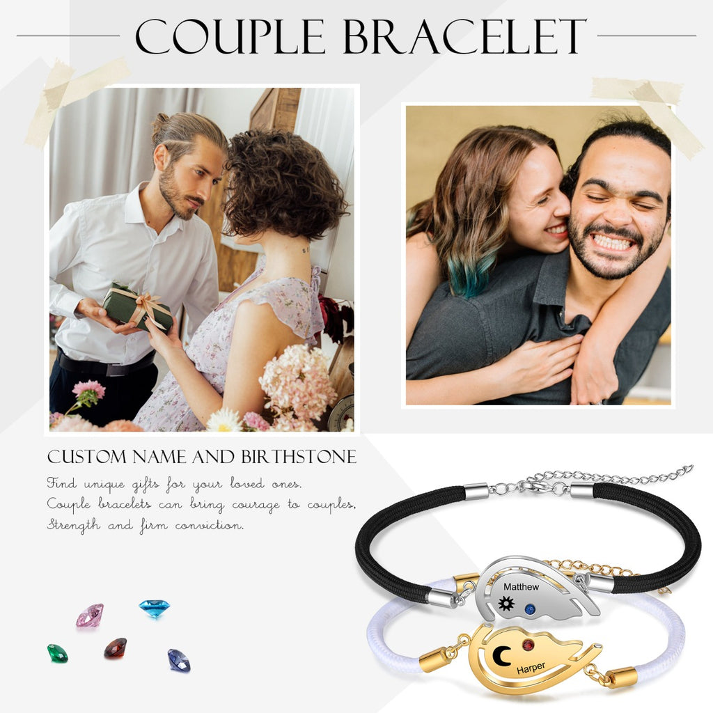 Personalized Heart Shape Couple Bracelet