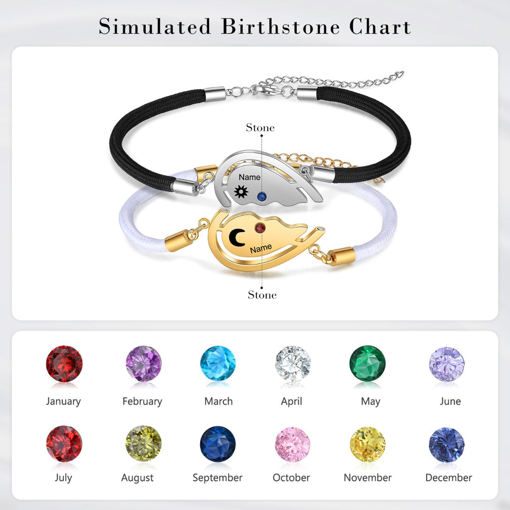 Personalized Heart Shape Couple Bracelet