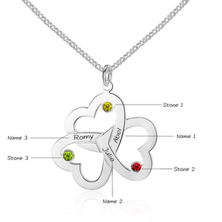 Three-Ring Heart Shaped Name Necklace