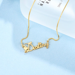 Standard Name Necklace with Box Chain (with 2 Heart)