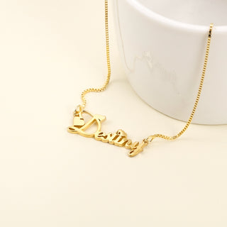 Standard Name Necklace with Box Chain (with 2 Heart)