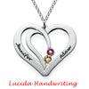 925 Sterling silver Engraved Couples Birthstone Necklace