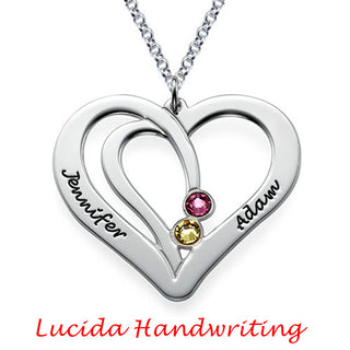 925 Sterling silver Engraved Couples Birthstone Necklace