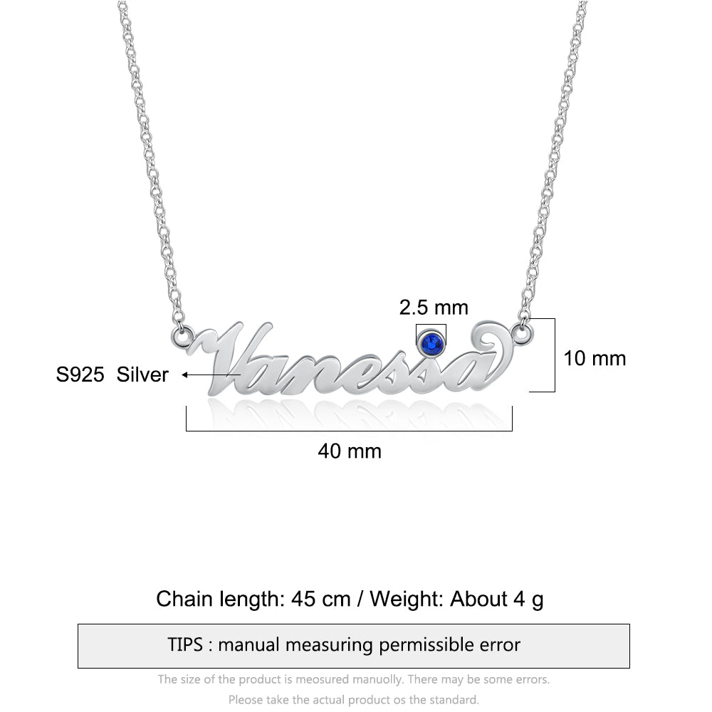 Custom Birthstone Name Necklace